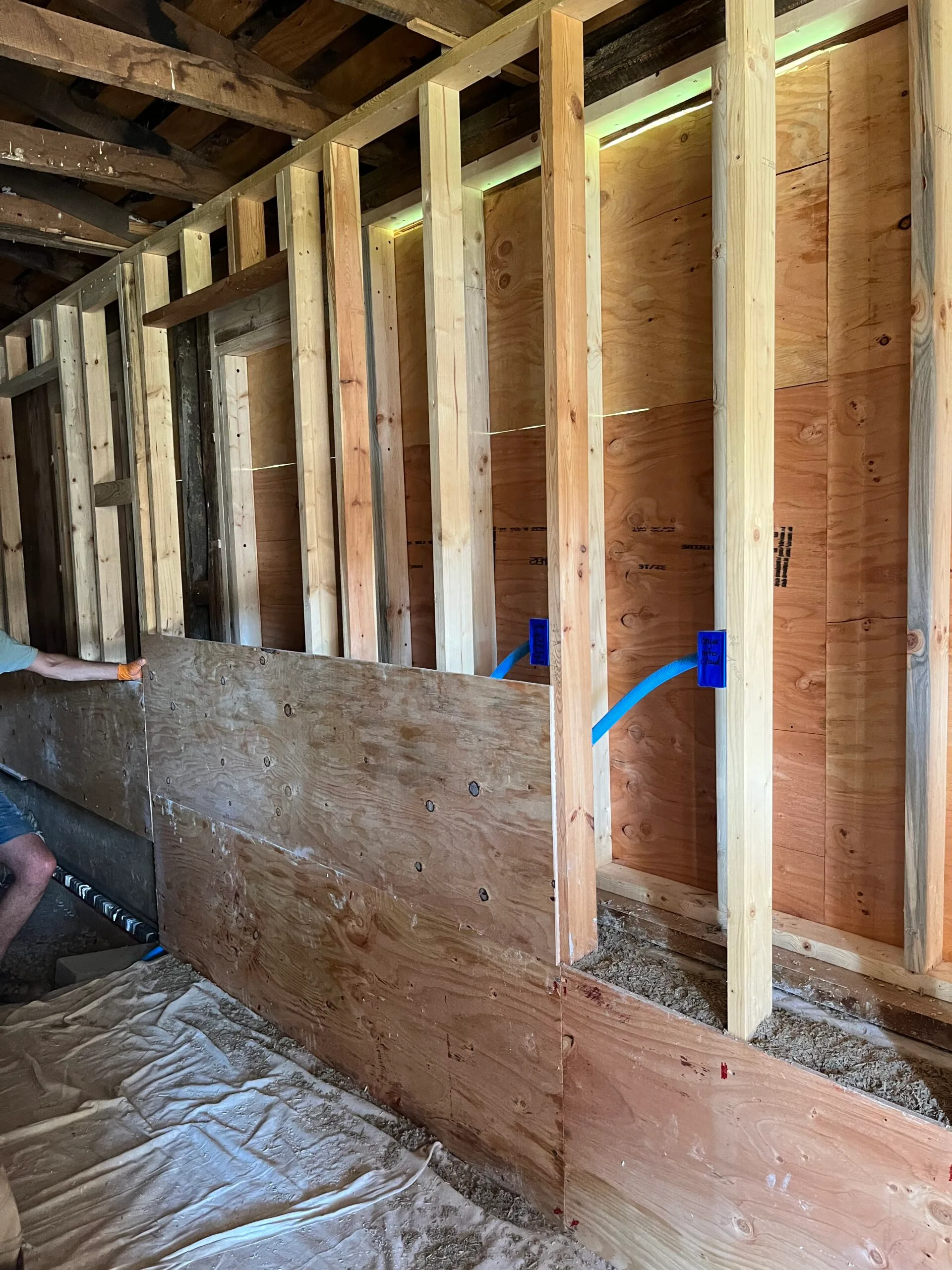 Remodel framing for hempcrete